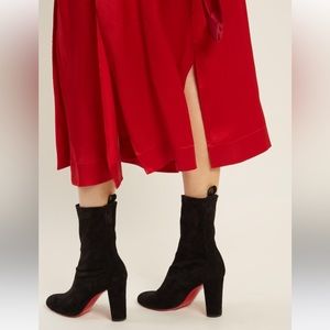 Auth Christian Louboutin Suede Stretch Mid  Gena 85 Boots . Eu 37.5 US 7.5